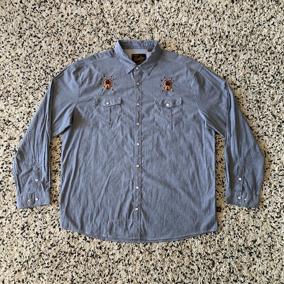 Howler Brothers Other - Howler Brothers Tarantula Embroidered Gaucho Shirt Pearl Snap Button Blue XXL